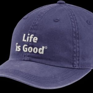 Vintage Life is Good Adult Baseball Hat, Darkest Blue, New with Tags